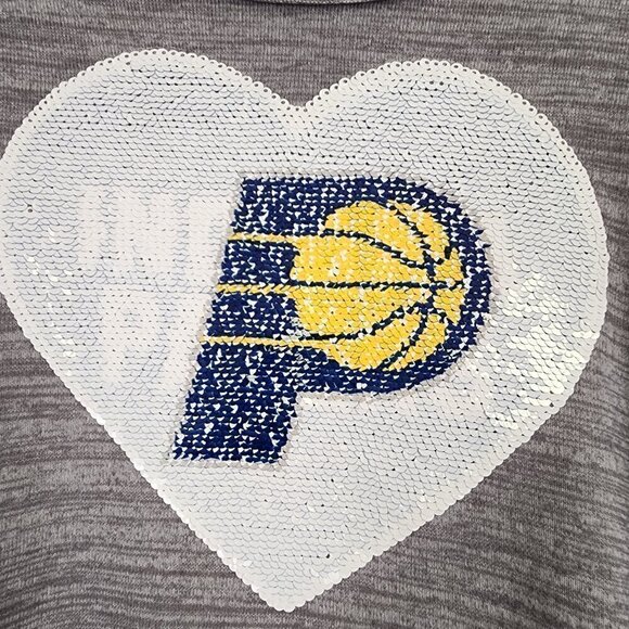 Indiana Pacers Grey Long sleeve Sequin Heart Top XL - Picture 2 of 5